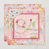 Invitation 84ème anniversaire style scrapbooking (Devant / Derrière)