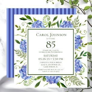 Invitation 85e anniversaire Blue Hydrangeas