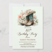 Invitation 85e anniversaire Bottes de fille et fête d'anniver (Devant)