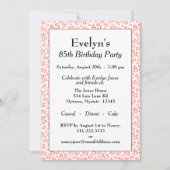 Invitation 85e anniversaire Coral et Motif de numéro blanc (Devant)