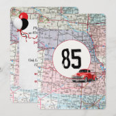 Invitation 85e Anniversaire de la fête Camion rouge Retro (Devant / Derrière)