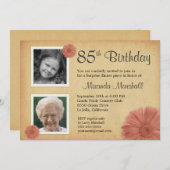 Invitation 85e anniversaire de la fête Rustic Daisy 2 Invitat (Devant / Derrière)