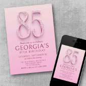 Invitation 85e anniversaire Diamants roses
