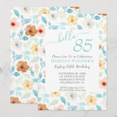 Invitation 85e anniversaire écriture élégante flor (Devant / Derrière)
