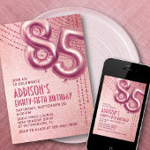 Invitation 85e anniversaire femme Rose or