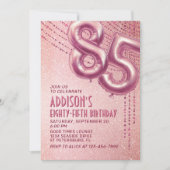 Invitation 85e anniversaire femme Rose or (Devant)