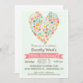 Invitation 85e anniversaire, fête d'anniversaire du coeur flo (Devant / Derrière)