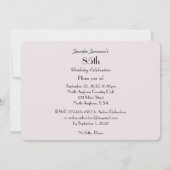 Invitation 85e anniversaire fête élégante rose pâle rose flor (Dos)