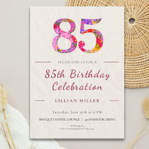 Invitation 85e anniversaire floral - Célébration élégante