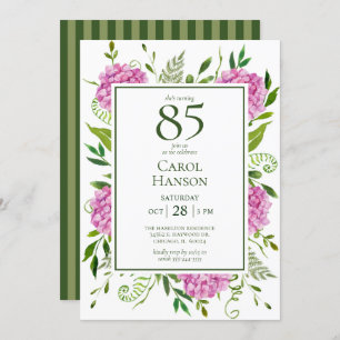 Invitation 85e anniversaire Hydrangeas roses