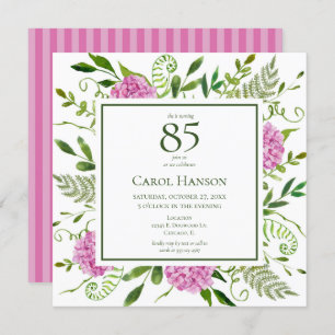 Invitation 85e anniversaire Hydrangeas roses