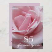 Invitation 85e anniversaire !-Jolie rose rose (Devant / Derrière)