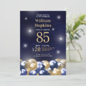 Invitation 85e Anniversaire Marine Bleu Ballons d'or (Debout devant)