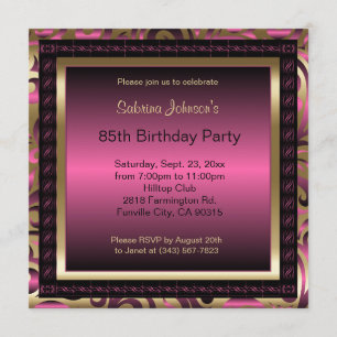Invitation 85e anniversaire  Métallure et or roses