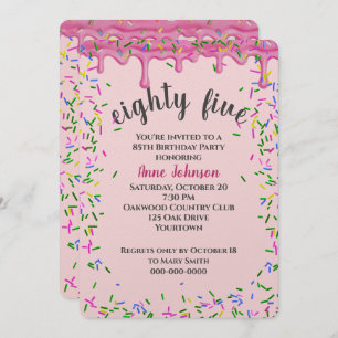 Invitation 85e Anniversaire Pink Icing Et Sprinkles