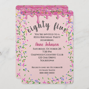 Invitation 85e Anniversaire Pink Icing Et Sprinkles