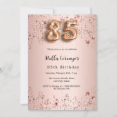 Invitation 85e anniversaire rose étoiles rose or (Devant)
