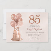 Invitation 85e anniversaire Rose Gold Cake (Devant)