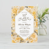 Invitation 85e anniversaire Rose jaune fête florale (Debout devant)