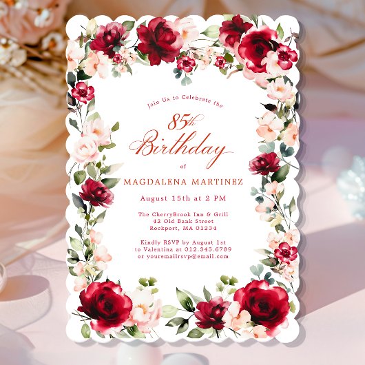 Invitation 85e anniversaire Rose rose rose rose rose rose ros