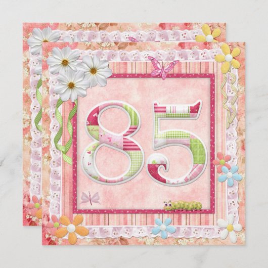 Invitation 85e anniversaire style scrapbooking (Devant / Derrière)
