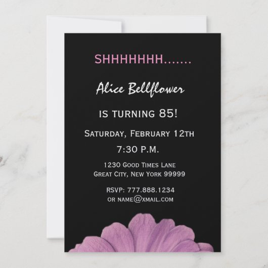 Invitation 85e anniversaire surprise Anniversaire joli rose D (Dos)
