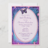 Invitation 85e Faux Pailletage, Papillon, Roses & Dentelle (Dos)