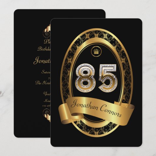 Invitation 85e, femme de fête d'anniversaire homme, couleur é (Devant / Derrière)