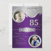 Invitation 85ème, Anniversaire Femme 85ème, élégant art déco, (Devant)