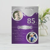 Invitation 85ème, Anniversaire Femme 85ème, élégant art déco, (Debout devant)