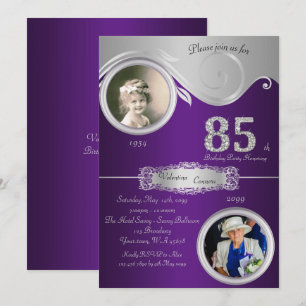 Invitation 85ème, Anniversaire Femme 85ème, élégant art déco,