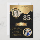 Invitation 85ème, Anniversaire Femme 85ème, élégant art déco, (Devant)