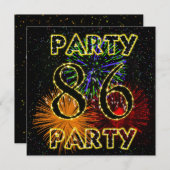 Invitation 86e anniversaire avec feu d'artifice (Devant / Derrière)