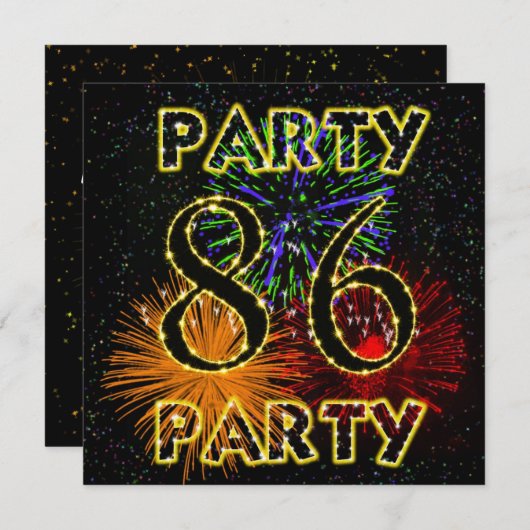Invitation 86e anniversaire avec feu d'artifice (Devant / Derrière)