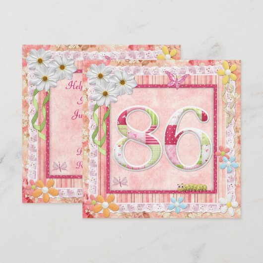 Invitation 86e anniversaire style scrapbooking (Devant / Derrière)