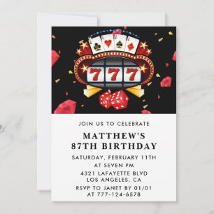 Invitation 87e anniversaire Casino Poker Dés Roule