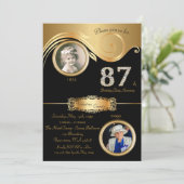 Invitation 87ème, Anniversaire Femme 87ème, élégant art déco, (Debout devant)