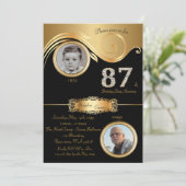 Invitation 87ème, Anniversaire Homme 87ème, élégant art déco, (Debout devant)