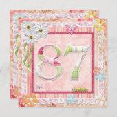 Invitation 87ème anniversaire style scrapbooking (Devant / Derrière)