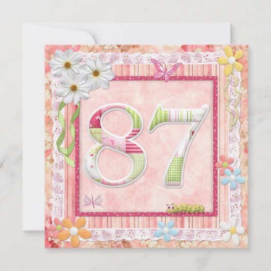 Invitation 87ème anniversaire style scrapbooking (Devant)