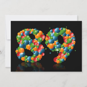 Invitation 89e anniversaire, avec bulles et balles
