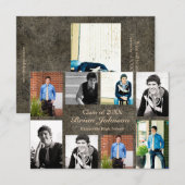 Invitation 8/9 Photos Graduation Faire-part-3x5 Cuir (Devant / Derrière)