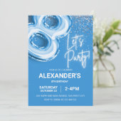 Invitation 8 Anniversaire Balloon Boy Blue Neon (Debout devant)