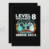 Invitation 8 Anniversaire Cadeaux Garçons Niveau 8 Joueur dév (Devant / Derrière)