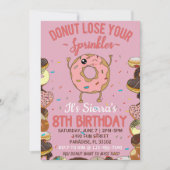 Invitation 8 Anniversaire Donut Perdre tes arroses Filles (Devant)