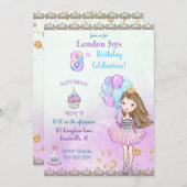 Invitation 8 Anniversaire Princesse Cupcake Ballons (Devant / Derrière)