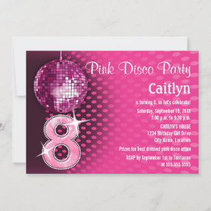 Invitation 8 Anniversaire Soirée Disco Rose