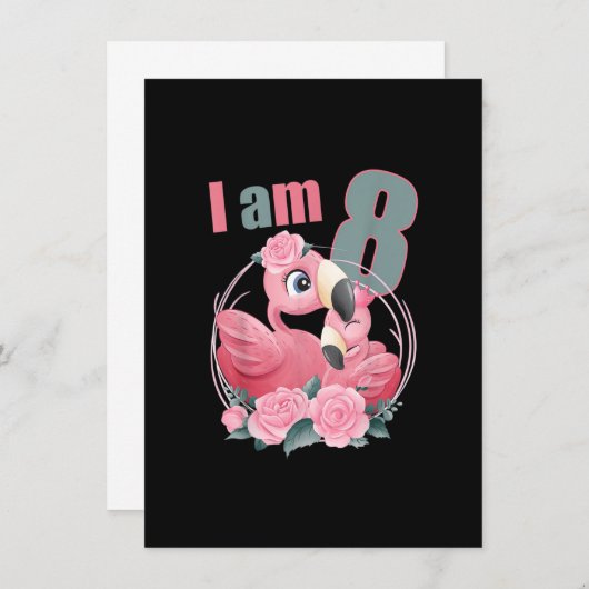 Invitation 8 ans 8 ans tenue d'anniversaire Garçon fille mign (Devant / Derrière)