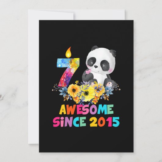 Invitation 8 Ans Awesome 2015 8e anniversaire filles Panda (Devant)