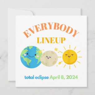 Invitation 8 avril 2024 Funny Earth Moon Sun Cute